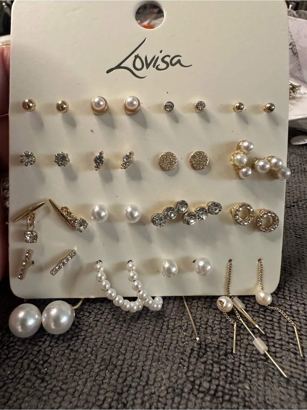Lovisa Gold Pearl and Crystal Earring Set - Mixed Styles